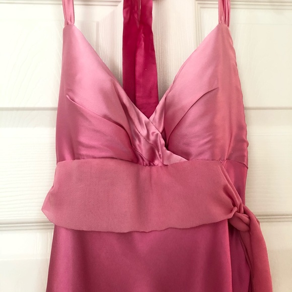 Cache Pink Ombré Silk Halter High Low Gown Dress - Picture 11 of 16